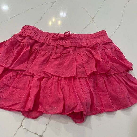 day + moon Pink Bubble Mini Skirt with Ruffled Tiers - Picture 10 of 12